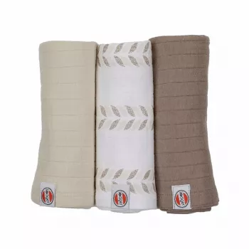 Manta de pano Lodger Swadler Solid Matcha em algodão, bétula, 70x70 cm, pack de 3