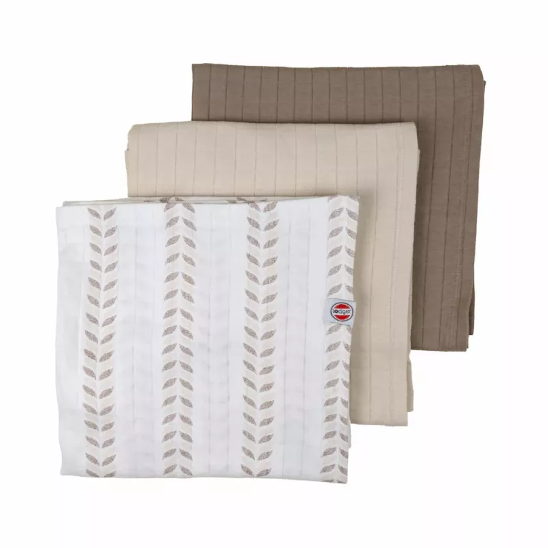 Manta de pano Lodger Swadler Solid Matcha em algodão, bétula, 70x70 cm, pack de 3