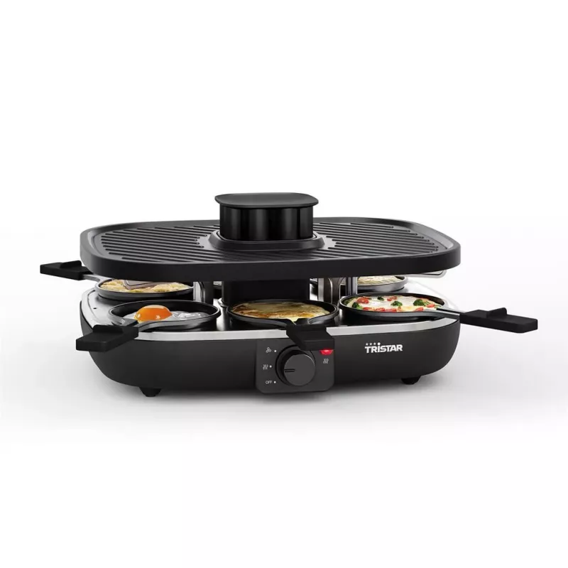 Grelhador de raclette Tristar RA-2760 com 6 frigideiras, ventilação ativa, preto