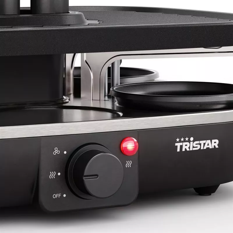 Grelhador de raclette Tristar RA-2760 com 6 frigideiras, ventilação ativa, preto