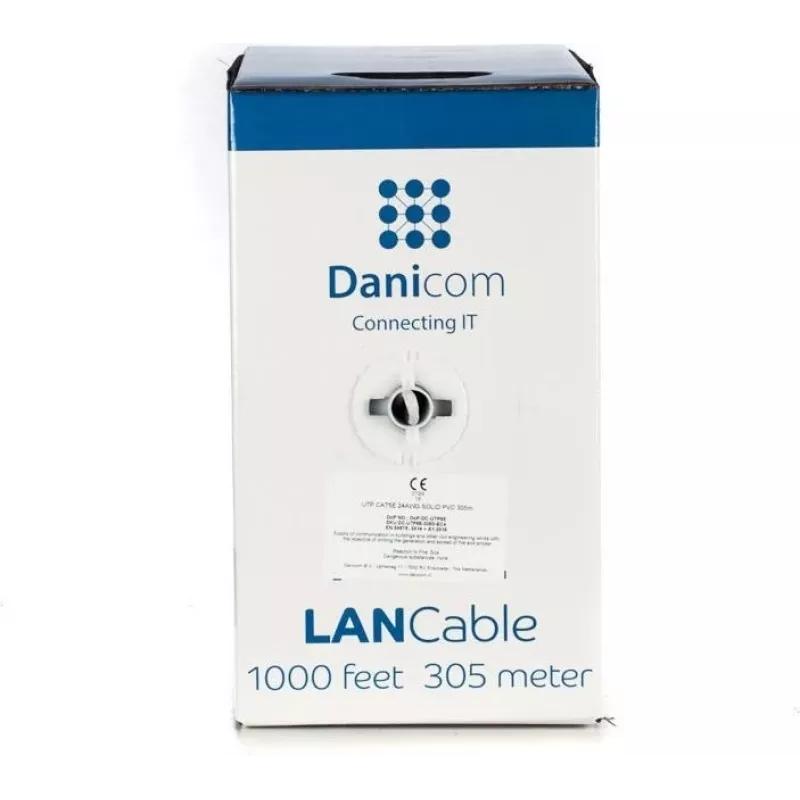 Cabo DSIT DANICOM CAT5E UTP 305m condutor maciço LSZH (Eca) DC-UTP5E-305S-ECA