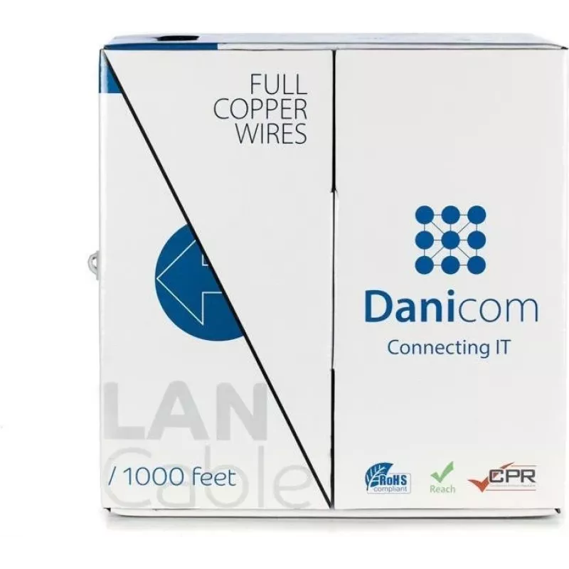 Cabo DSIT DANICOM CAT5E UTP 305m condutor maciço LSZH (Eca) DC-UTP5E-305S-ECA