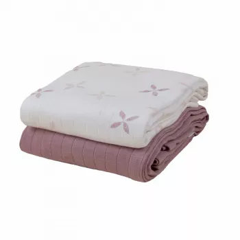 Fralda de pano de algodão Lodger Swadler Solid Matcha, Powder Rose, 110x110 cm, pack de 2