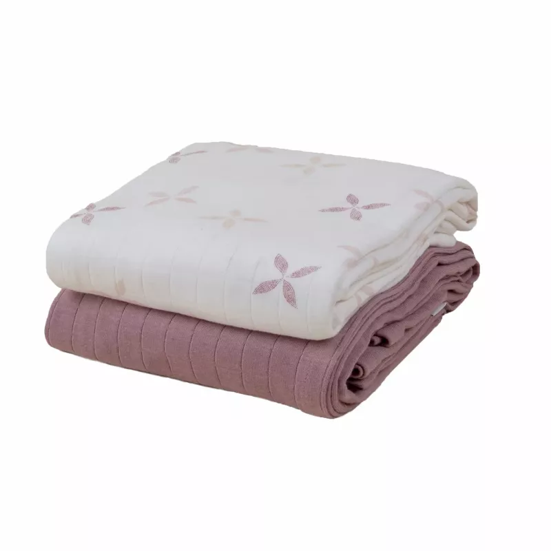 Fralda de pano de algodão Lodger Swadler Solid Matcha, Powder Rose, 110x110 cm, pack de 2