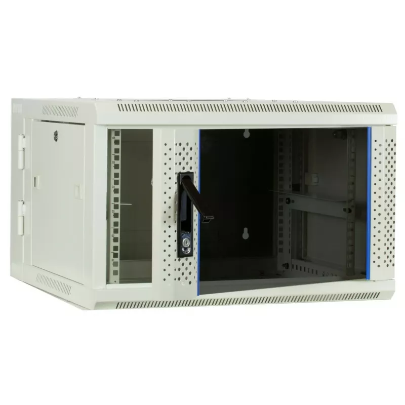 Armário de servidor de parede DSIT 6U com porta de vidro, branco, 600x600x368 mm DS6606W-DOUBLE