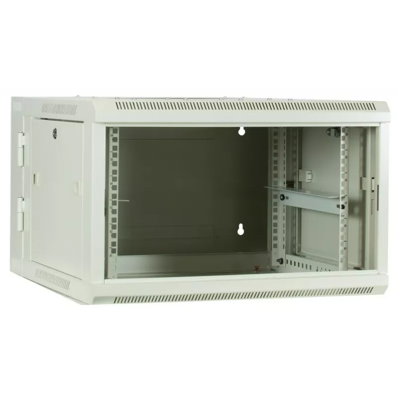 Armário de servidor de parede DSIT 6U com porta de vidro, branco, 600x600x368 mm DS6606W-DOUBLE