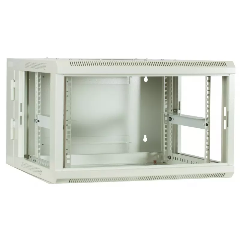 Armário de servidor de parede DSIT 6U com porta de vidro, branco, 600x600x368 mm DS6606W-DOUBLE