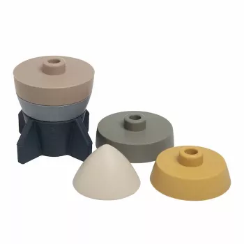 Torre de empilhar em silicone BABY'S ONLY Rakete, tons de terra, 0+ meses