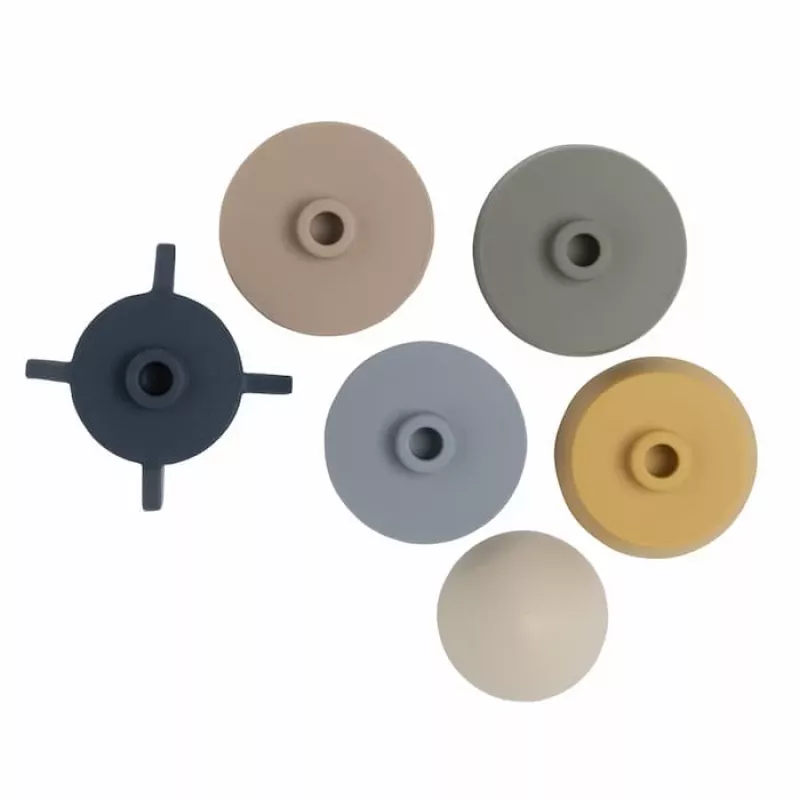 Torre de empilhar em silicone BABY'S ONLY Rakete, tons de terra, 0+ meses