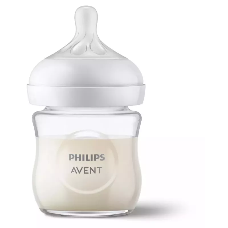 Biberão de vidro Philips Avent Natural Response 125 ml com tetina para recém-nascido, 0m+
