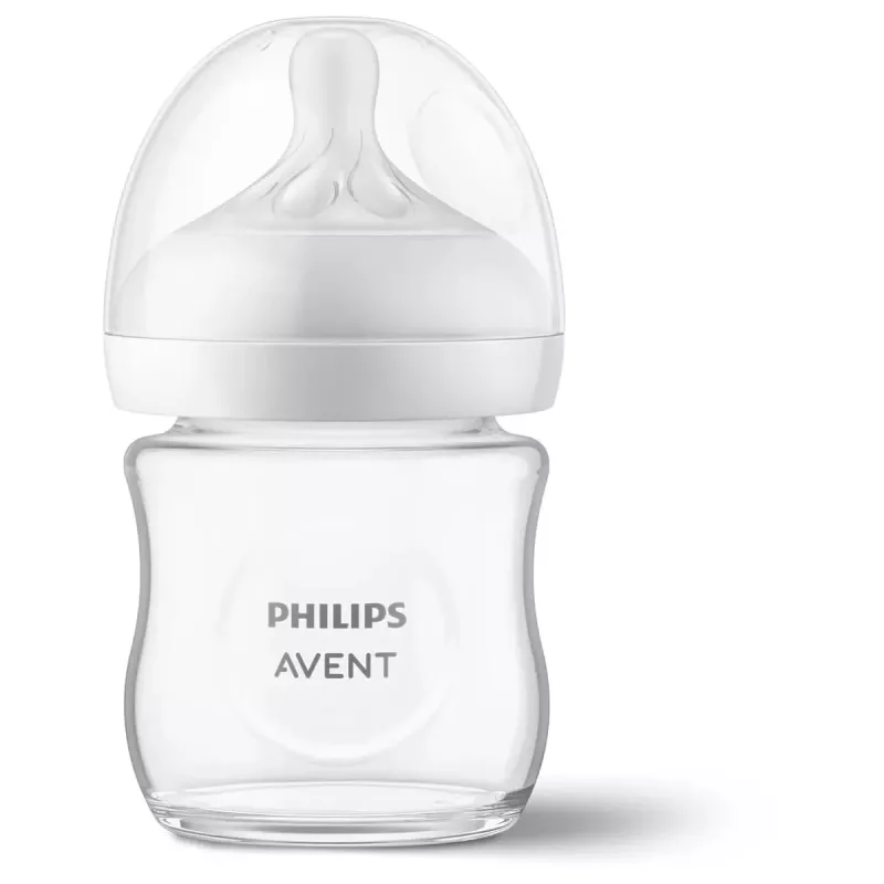 Biberão de vidro Philips Avent Natural Response 125 ml com tetina para recém-nascido, 0m+