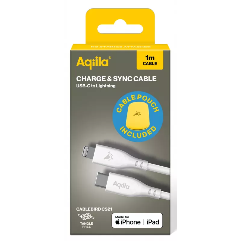 Cabo de carregamento e sincronização AQIILA 3SI836 USB-C para Lightning 1m AQCBPBIC3SI836