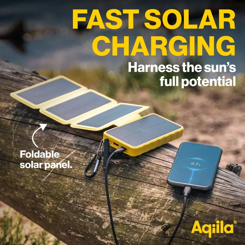 Powerbank solar Aqiila Powerbird BS10 10000 mAh preto e laranja