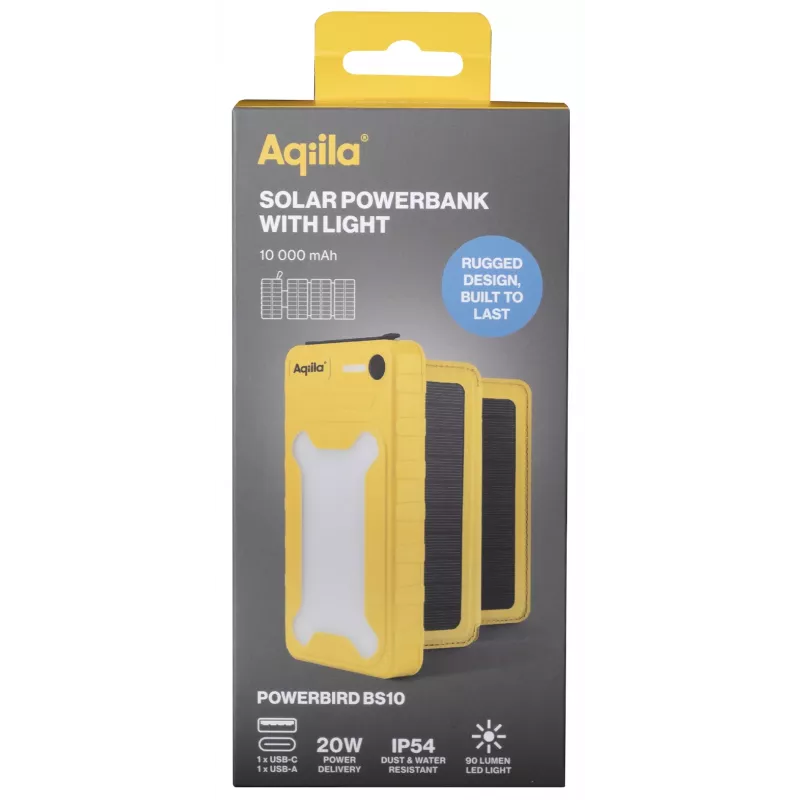 Powerbank solar Aqiila Powerbird BS10 10000 mAh preto e laranja