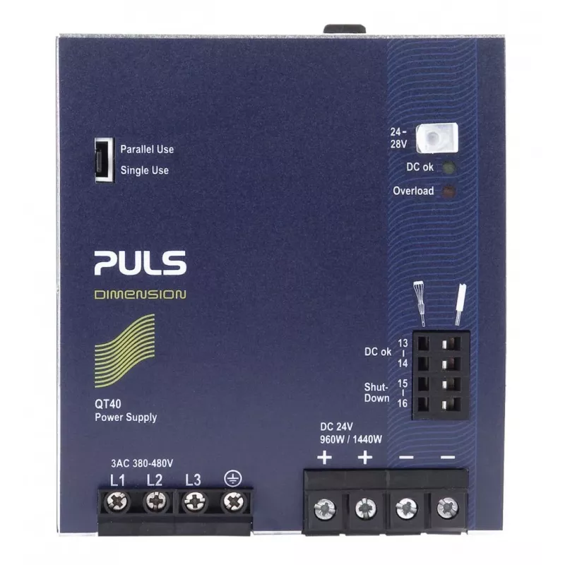 PULS DIMENSION QT40.241 Fonte de alimentação para calha DIN 24V DC 40A 960W 3 fases