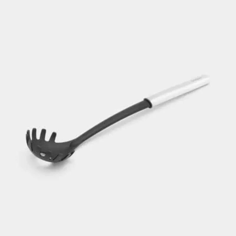 Brabantia Essential Colher de esparguete, Cabeça de nylon, Cabo em aço escovado, Seguro para antiaderente