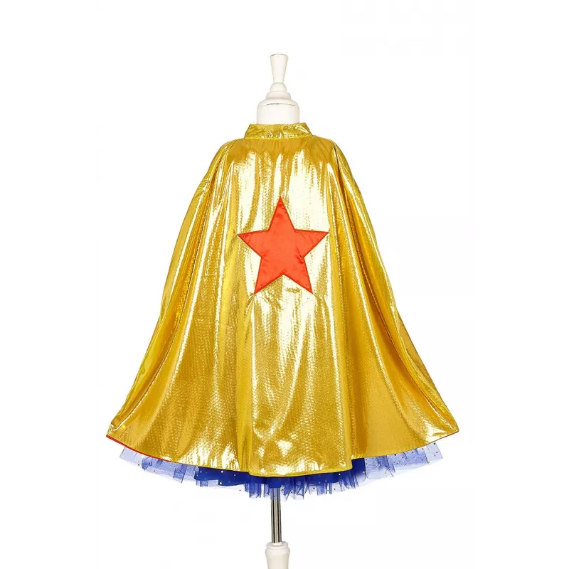 Souza! Fato de super-heroína Vestido com capa, Rosa/Dourado/Azul, 5-7 anos (116-128 cm)