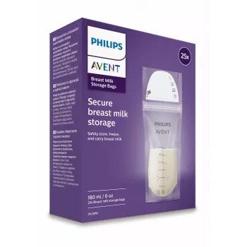 Philips AVENT Sacos de armazenamento de leite materno 180 ml, pack de 25