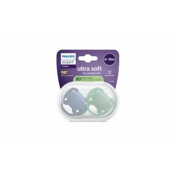 Chupeta Philips Avent Ultra Soft 6-18 meses, pack de 2, menino