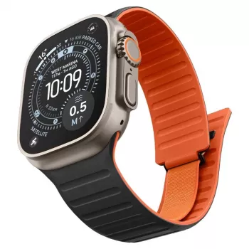 Pulseira Spigen Athlex Air M para Apple Watch 8/9/10/11/SE/Ultra (44/45/46/49 mm) – preto/laranja