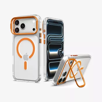 Capa Spigen Ultra Hybrid Optik S MagSafe para iPhone 17 Pro / 18 Pro - transparente/laranja