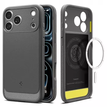 Capa Spigen Rugged Armor Mag MagSafe para iPhone 18 Pro Max / 17 Pro Max cinzento
