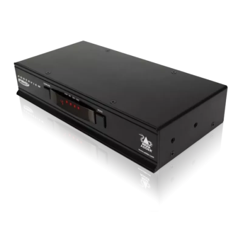Comutador KVM/áudio/USB Adder ADDERView 4 PRO DVI - 4 portas, 1 utilizador local, montagem em rack AV4PRO-DVI-IEC