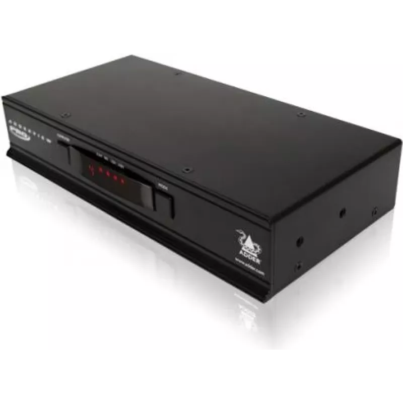 Comutador KVM/áudio/USB Adder ADDERView 4 PRO DVI - 4 portas, 1 utilizador local, montagem em rack AV4PRO-DVI-IEC