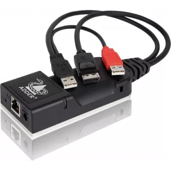 Transmissor extensor KVM DisplayPort ADDER ALIF101T-DP sobre Cat5e/6/7 - 2560x1600, USB 2.0, áudio, alumínio preto