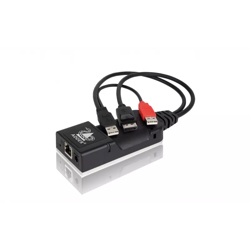 Transmissor extensor KVM DisplayPort ADDER ALIF101T-DP sobre Cat5e/6/7 - 2560x1600, USB 2.0, áudio, alumínio preto