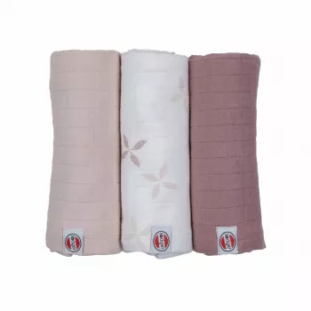 Manta de embrulhar em algodão Lodger Swadler Solid Matcha, rosa, 70x70 cm, 3 unidades