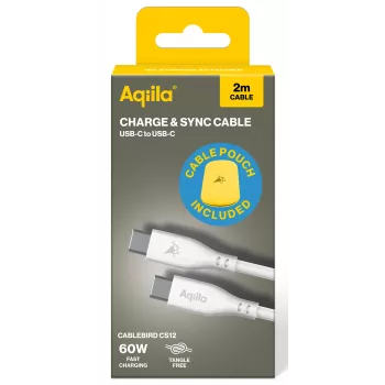 Cabo de carregamento e sincronização USB-C para USB-C AQIILA Cablebird CS12 2m 60W preto AQCBPBIC2SI829