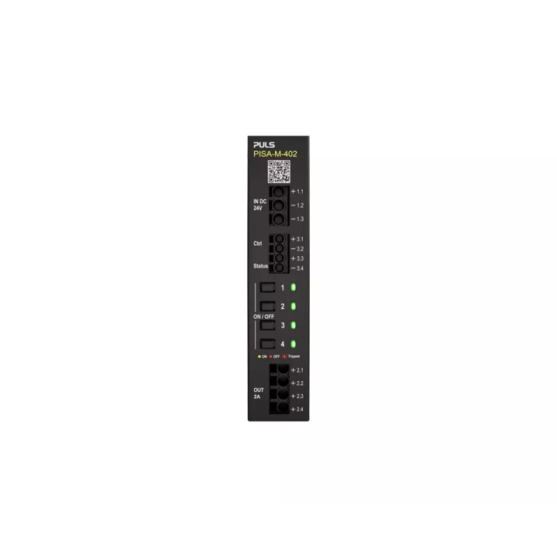Disjuntor eletrónico PULS PISA-M-402, 4 canais, 24 VDC, 8 A por canal, calha DIN