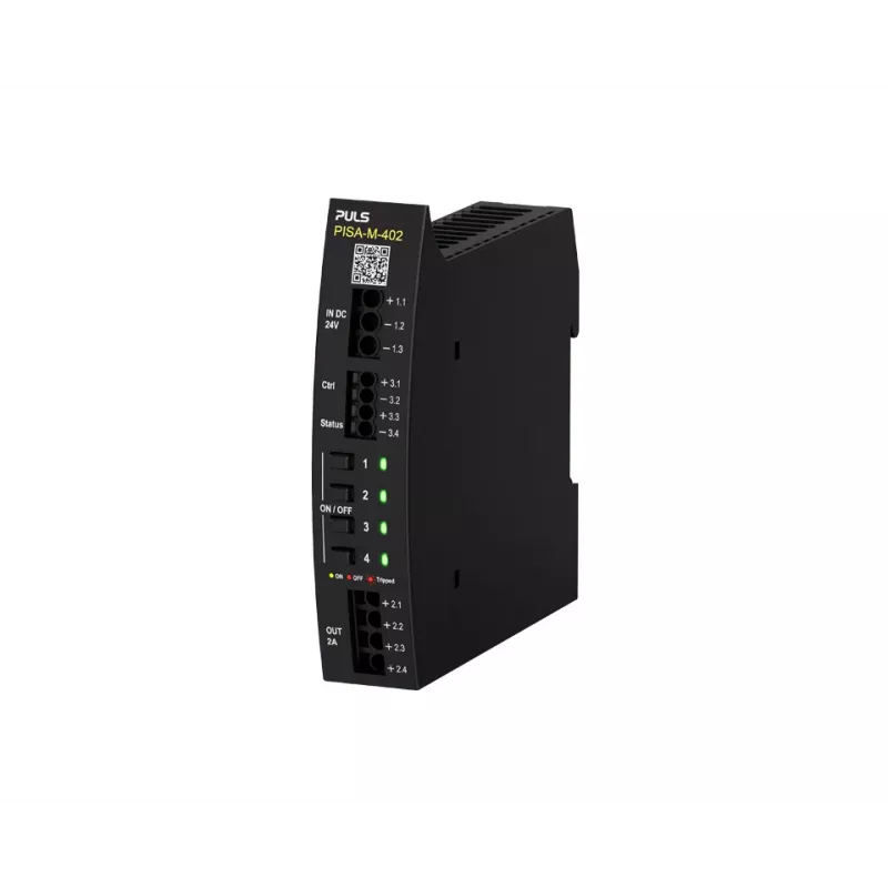 Disjuntor eletrónico PULS PISA-M-402, 4 canais, 24 VDC, 8 A por canal, calha DIN