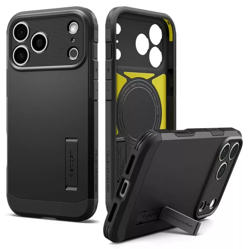 Capa Spigen Tough Armor T MagSafe para iPhone 17 Pro Max / 18 Pro Max – Preto