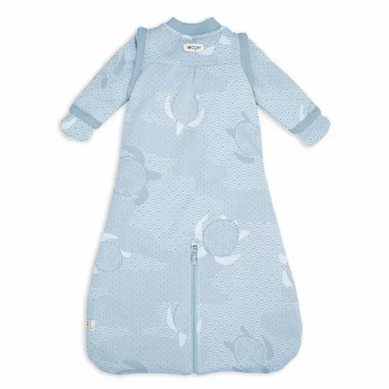 Saco de dormir para bebé Lodger Hopper Matcha Turtle com mangas removíveis, Blue Fogg, 50/62