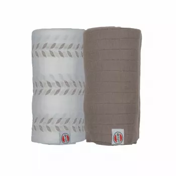 Manta de musselina de algodão Lodger Swaddler Solid Matcha, Birch/Buffalo, 110x110 cm, pack de 2