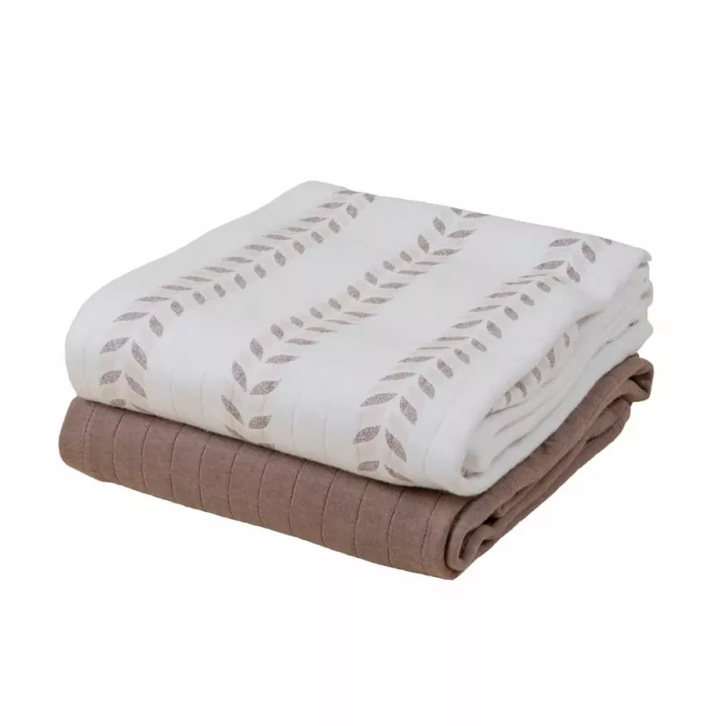 Manta de musselina de algodão Lodger Swaddler Solid Matcha, Birch/Buffalo, 110x110 cm, pack de 2
