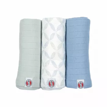 Manta de algodão Lodger Swadler Solid Matcha, menta, 70x70 cm, pack de 3
