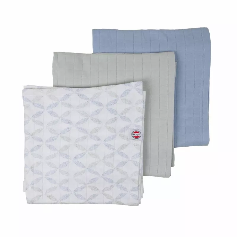 Manta de algodão Lodger Swadler Solid Matcha, menta, 70x70 cm, pack de 3