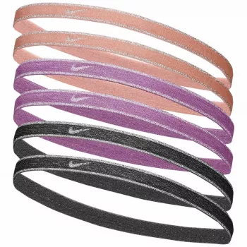 Elásticos de cabelo Nike Swoosh Sport Metallic pack de 6 – Pêssego, Rosa, Cinzento