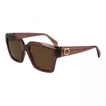 Ferragamo óculos de sol de mulher SF2014S-511 retangulares, armação Havana, lentes Gradient Brown, 54mm