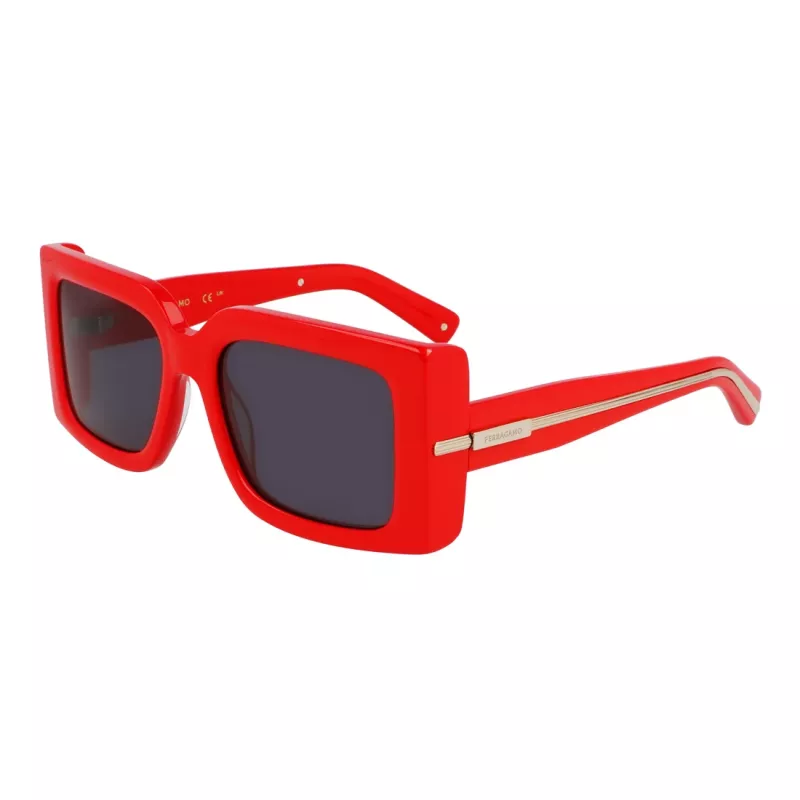 Ferragamo SF2032S-600 óculos de sol de mulher Cat-Eye, armação vermelha, lentes Gradient cinzentas, 55/19/140 mm