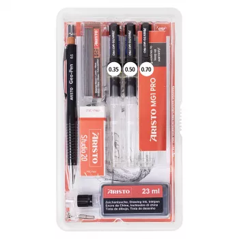 ARISTO mg1 pro Studio Conjunto de canetas técnicas de tinta preta (AR64150)