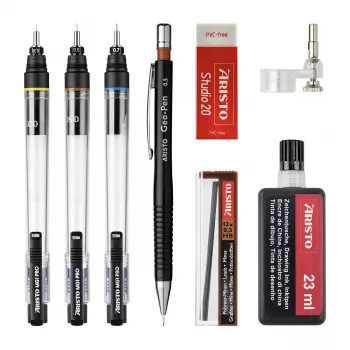 ARISTO mg1 pro Studio Conjunto de canetas técnicas de tinta preta (AR64150)