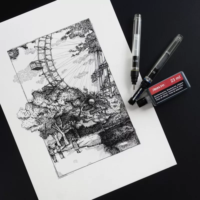 ARISTO mg1 pro Studio Conjunto de canetas técnicas de tinta preta (AR64150)