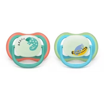 Philips Avent Ultra Air Chupeta Noturna 6-18 Meses, Pack de 2, Menino, Brilha no Escuro