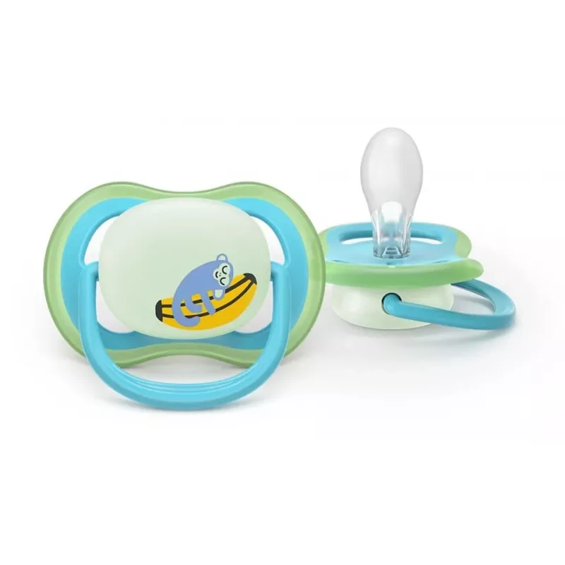 Philips Avent Ultra Air Chupeta Noturna 6-18 Meses, Pack de 2, Menino, Brilha no Escuro