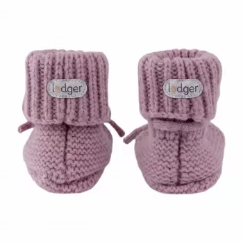 Lodger Pantufas de Lã Merino para Bebé, Mauve, 0-6 Meses