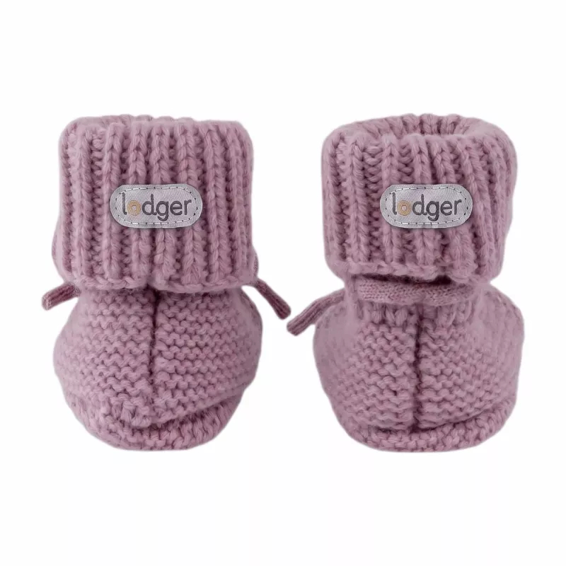 Lodger Pantufas de Lã Merino para Bebé, Mauve, 0-6 Meses